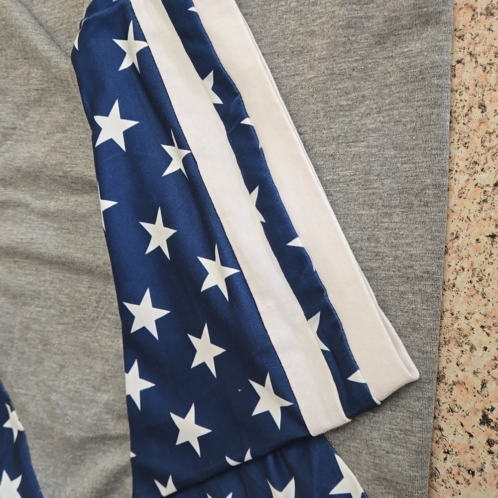 4XL Gray and Blue Star Print Women's Short Sleeve Tee - Picture 10 of 10